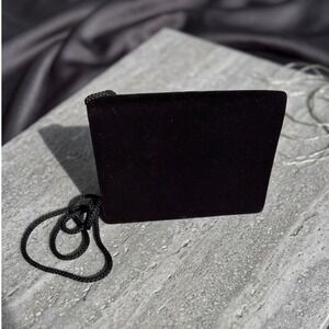 Vintage Black Velvet Evening Clutch Bag Minimalist Dark Academia Small Crossbody
